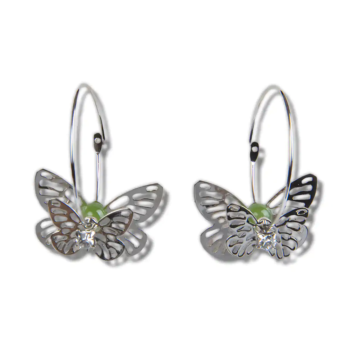 Jade butterfly hoop earrings
