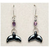 Hematite carved whale tail earrings