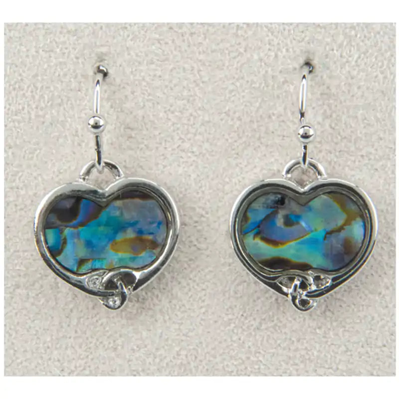Glacier pearle celtic heart earrings