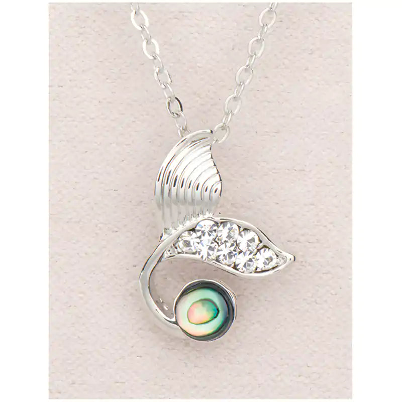 Glacier pearle cresting whale tail necklace