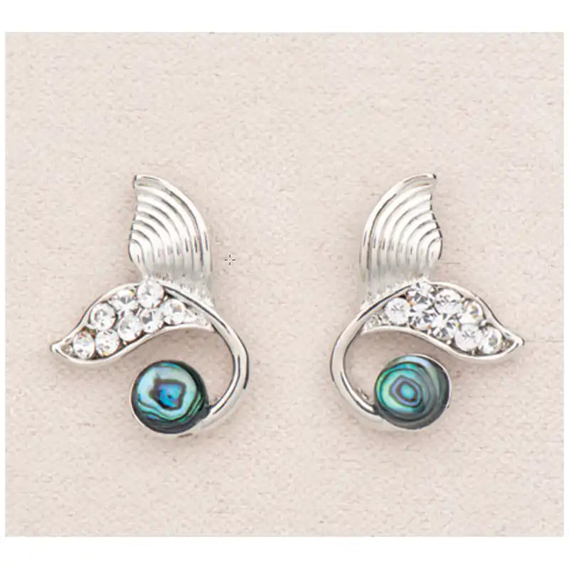 Glacier pearle cresting whale tail earrings