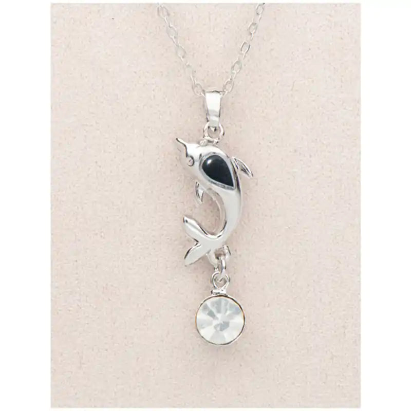 Hematite dolphin sparkle necklace