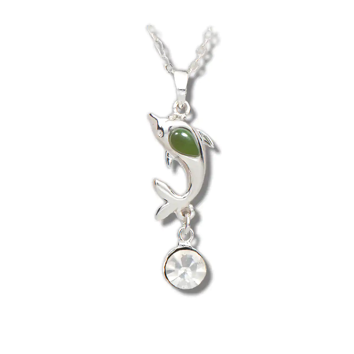 Jade dolphin sparkle necklace