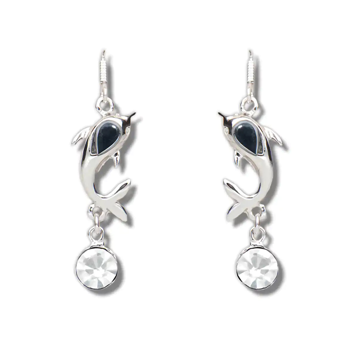 Hematite dolphin sparkle earrings