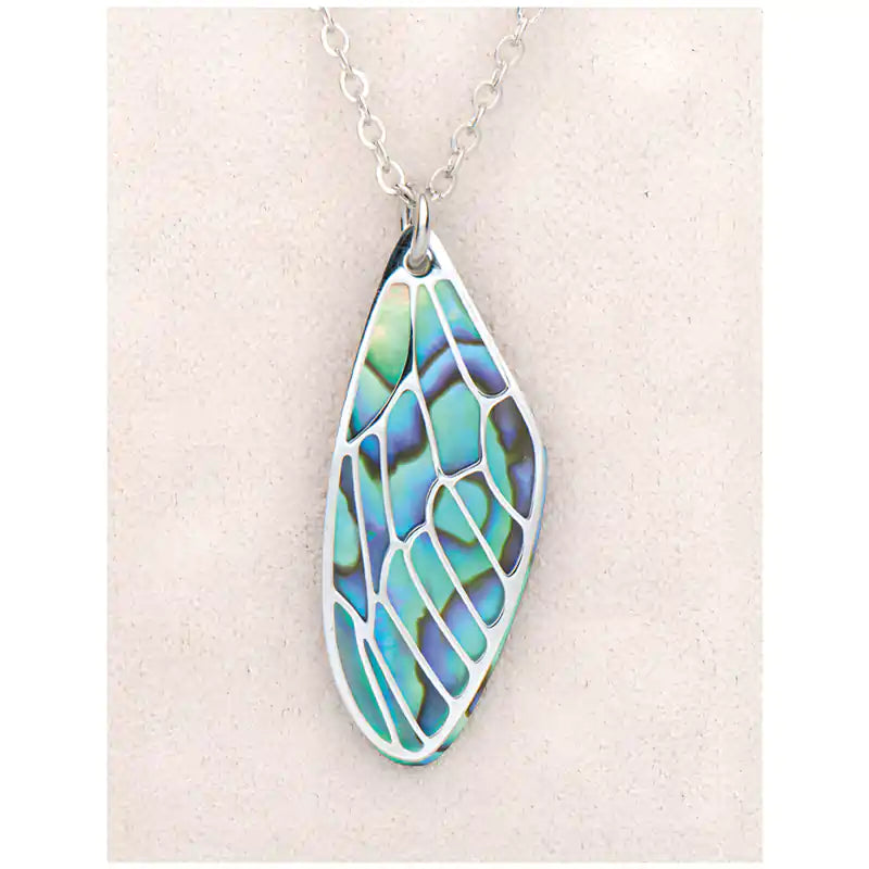 Glacier pearle dragonfly wing necklace