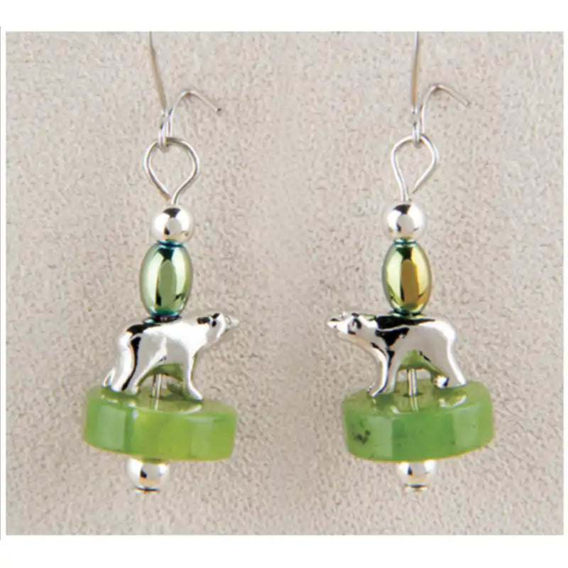 Jade forest bear earrings