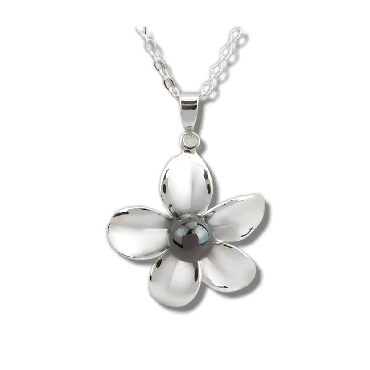 Hematite forget-me-not necklace