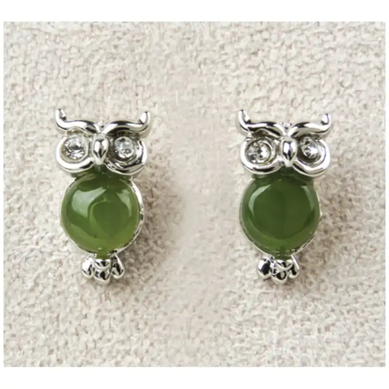 Jade hoot earrings