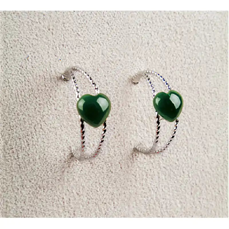 Jade love hoop earrings