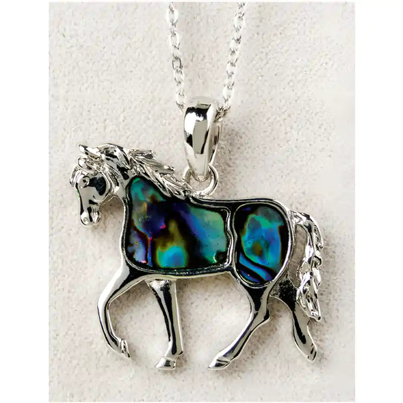 Glacier pearle prancing horse necklace