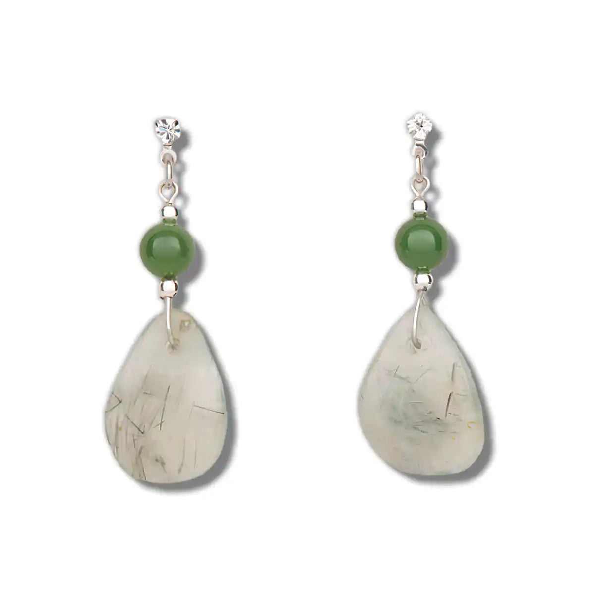 Jade prehnite paddle earrings