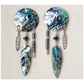 Glacier pearle tribal-hem. heishi-feather earrings