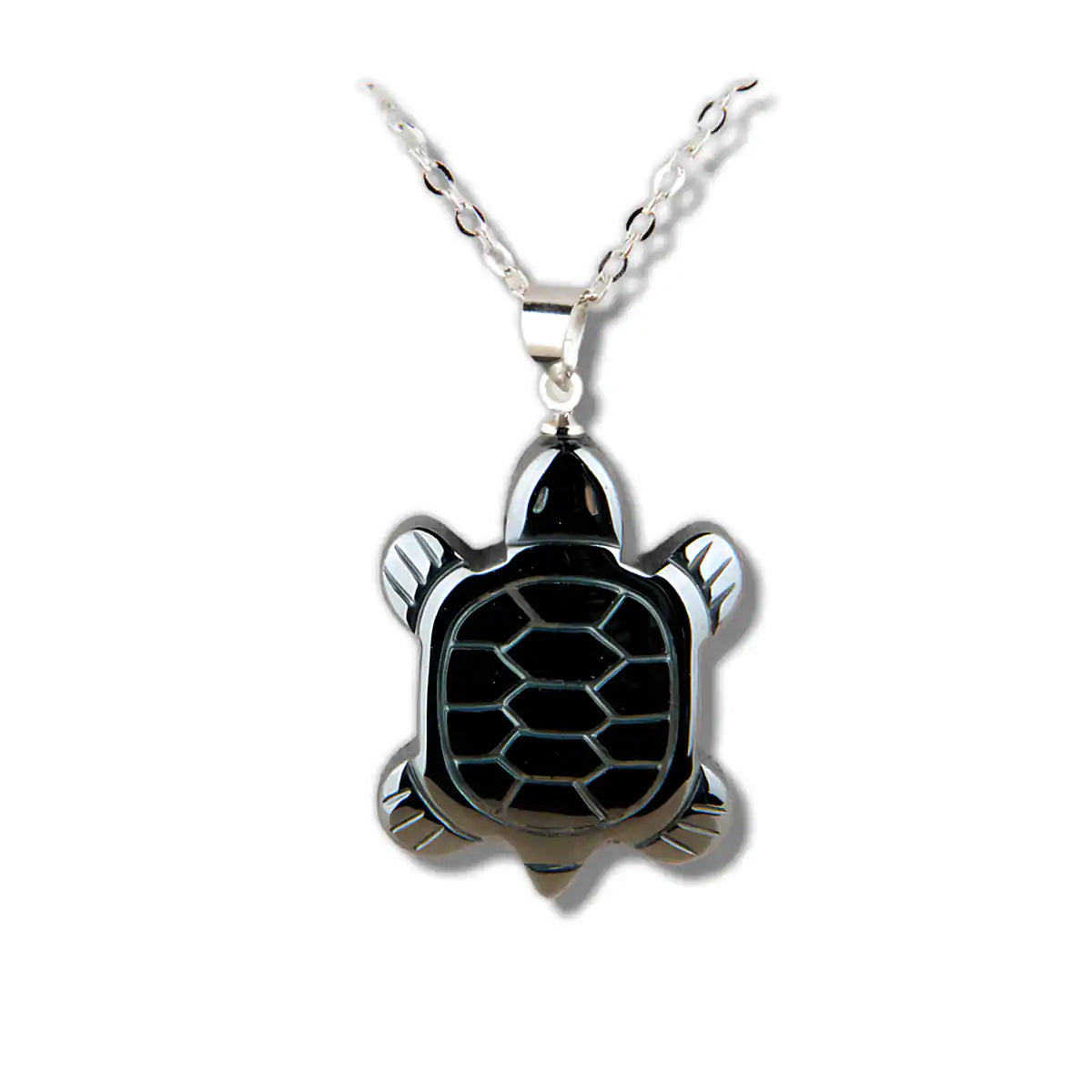 Hematite turtle-carved necklace