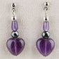 Hematite amethyst hearts earrings