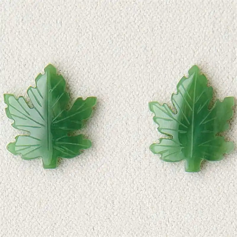 Jade maple leaf-14mm earrings