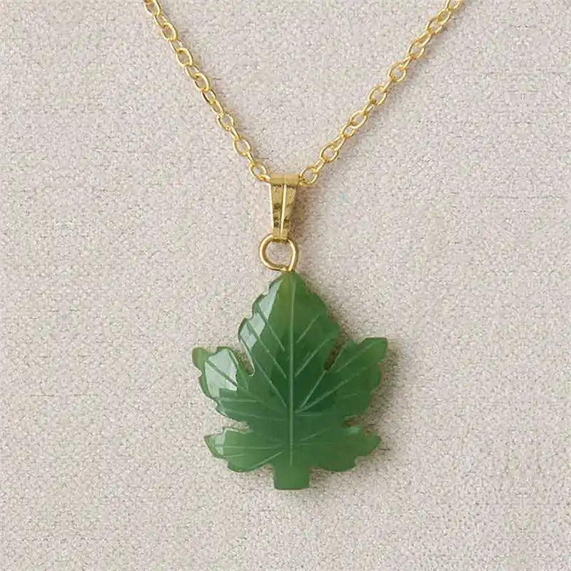 Jade maple leaf-18mm necklace
