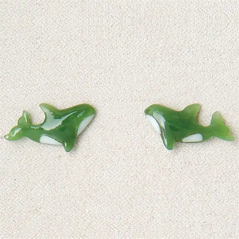 Jade orca whale dance earrings