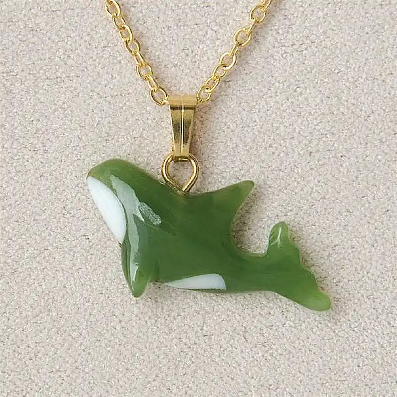 Jade orca whale dance necklace