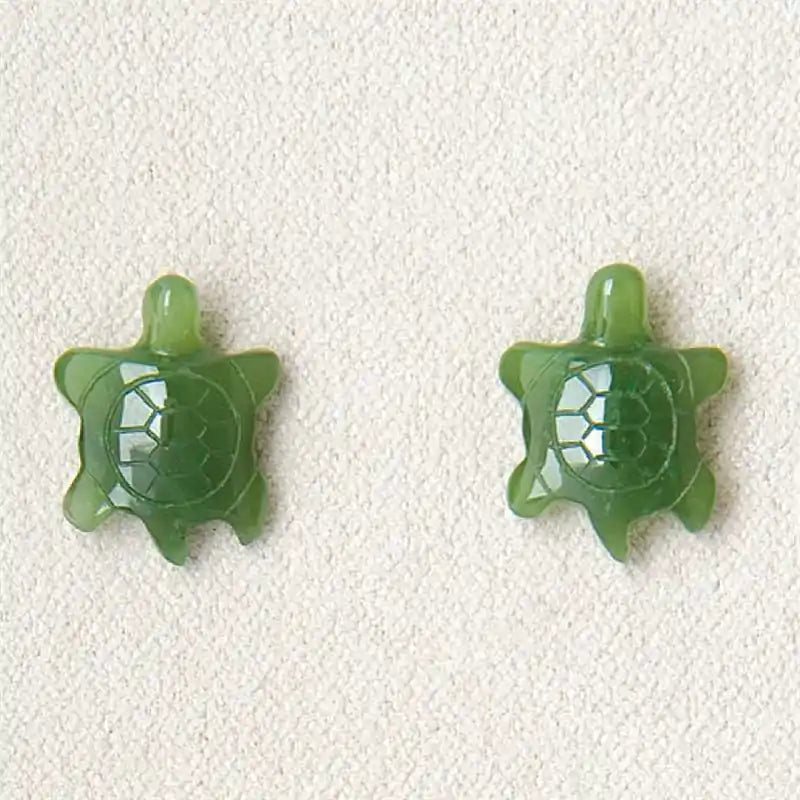 Jade turtle-stud earrings