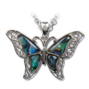 Glacier Pearle Filigree Butterfly Necklace