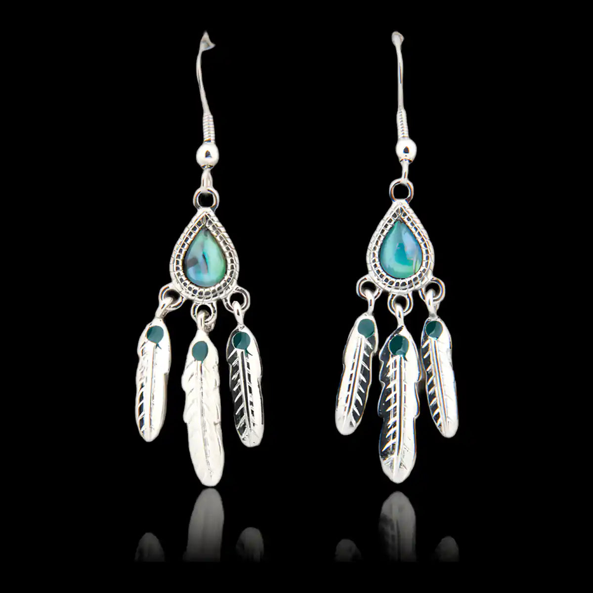 Glacier pearle tribal feathers earrings