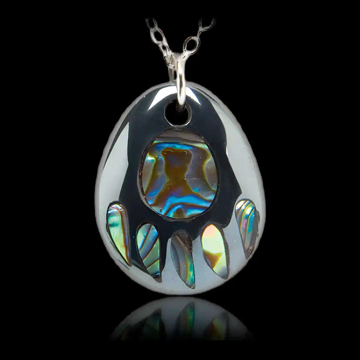 Hematite bear paw-abalone necklace