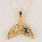 Hematite filigree whale tail necklace