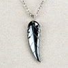 Hematite hand carved feather necklace