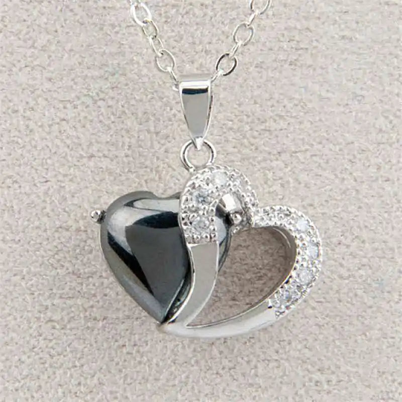 Hematite two hearts necklace