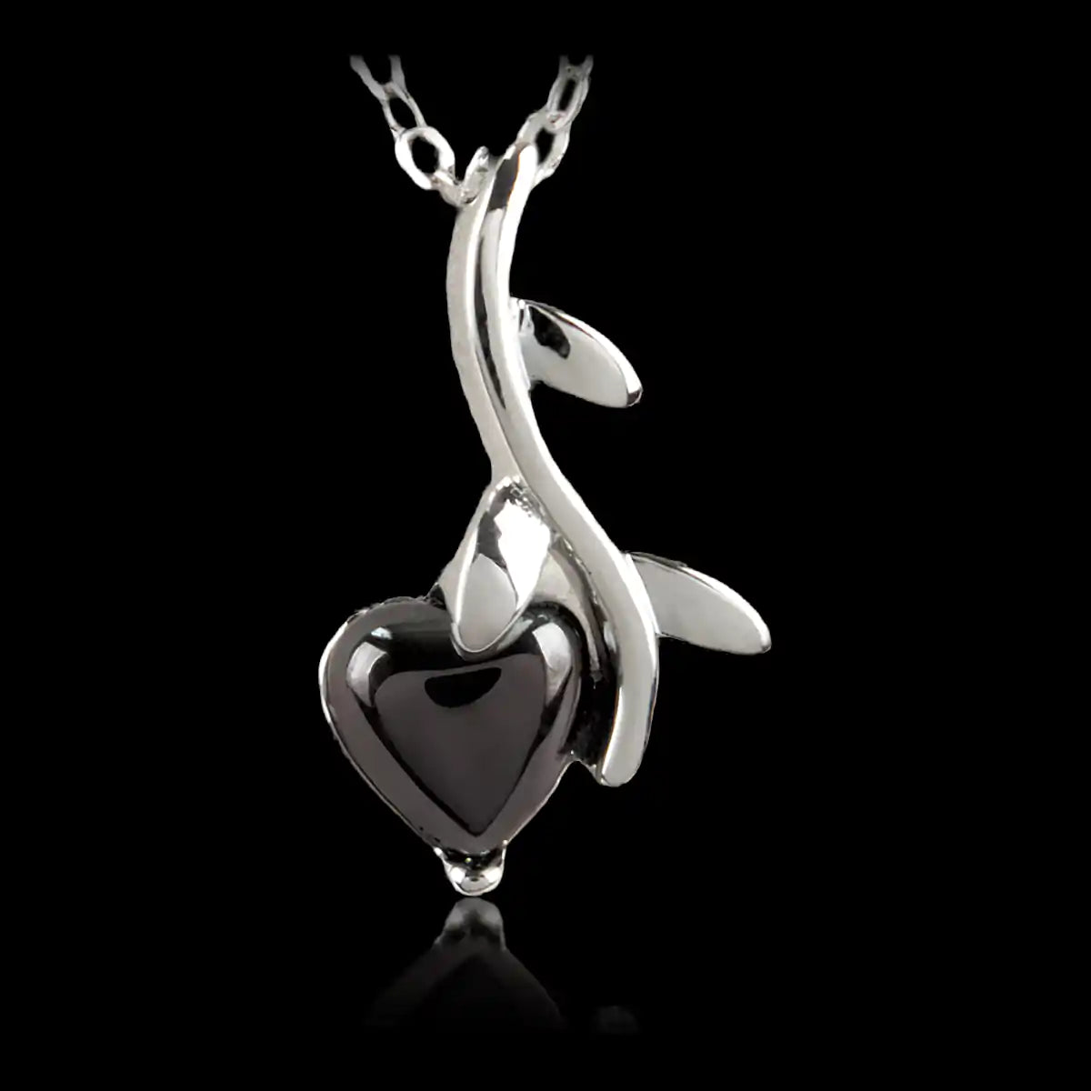 Hematite heart vine necklace