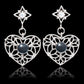 Hematite lace heart earrings