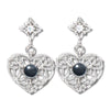 Hematite lace heart earrings