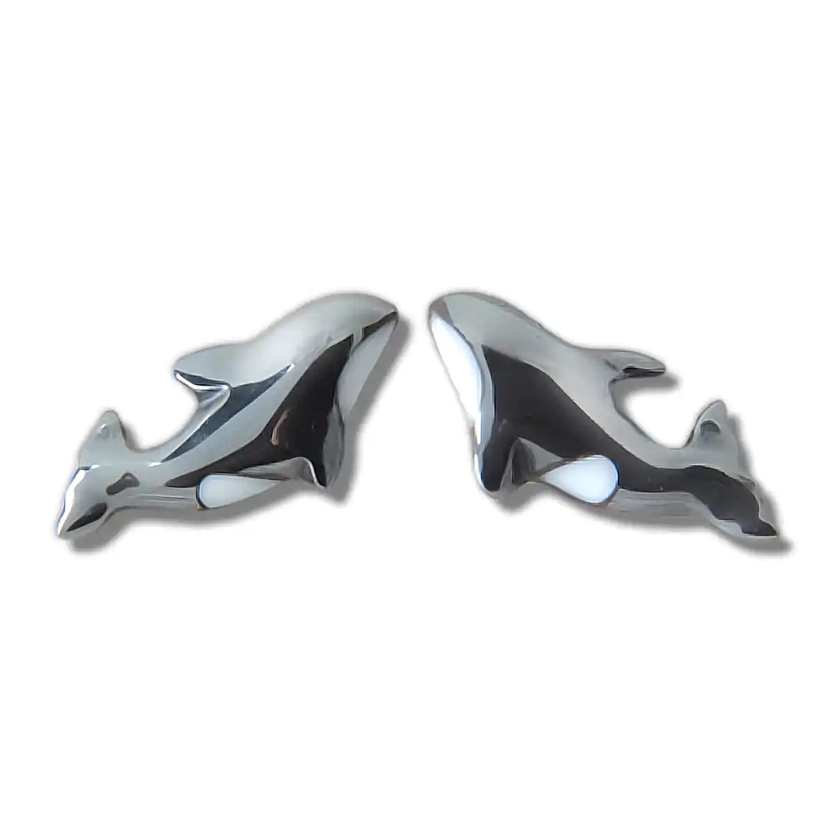 Hematite orca whale dance earrings