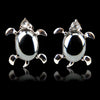 Hematite tiny turtle earrings