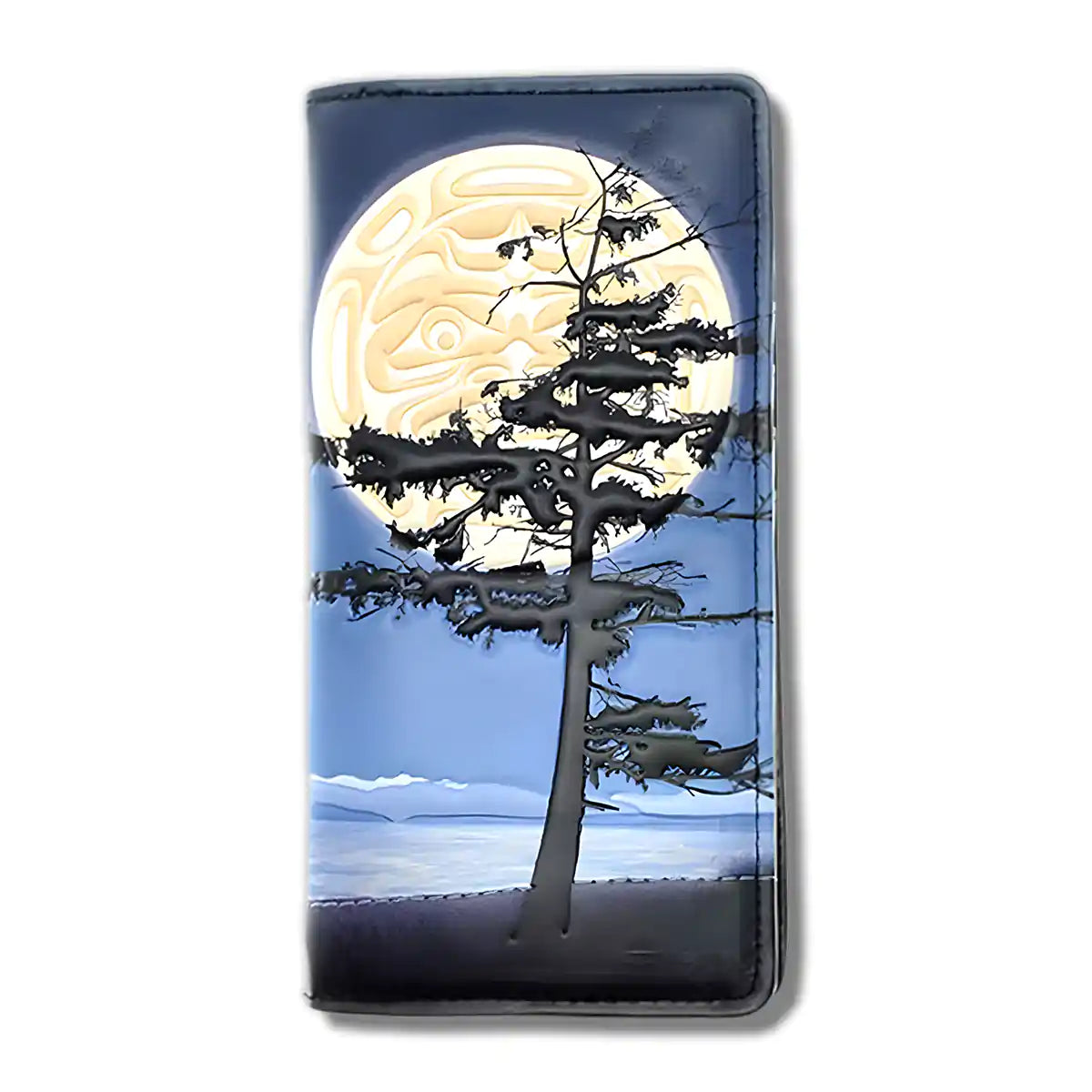 Native design large wallet tree and moon medicine grounds