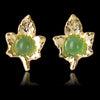 Jade dainty maple leaf earrings