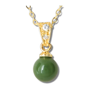 Collar con gota de bola elegante de jade