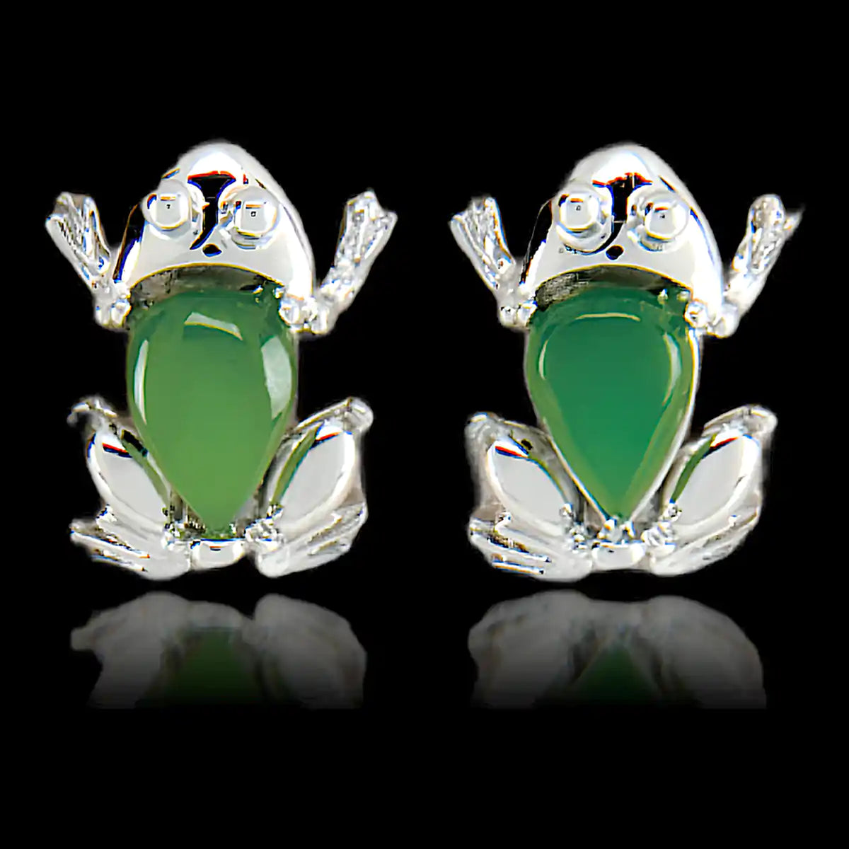 Jade frog earrings
