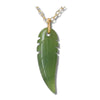 Jade hand carved feather necklace