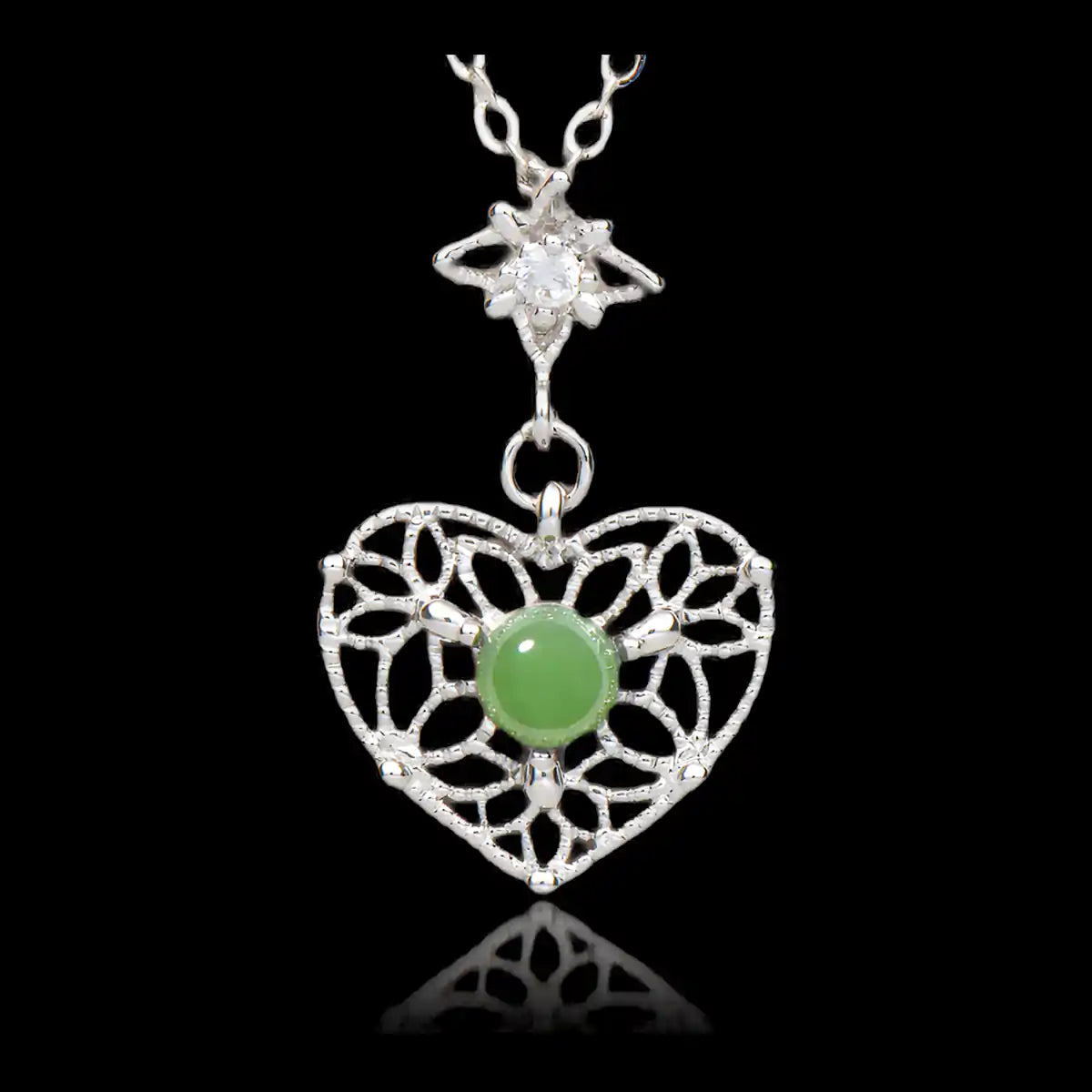 Jade lace heart necklace