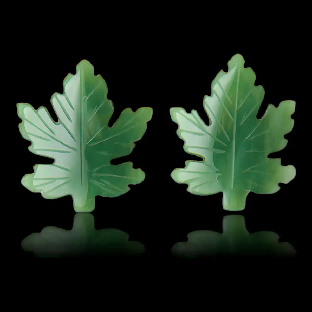 Jade maple leaf-14mm earrings