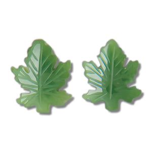 Jade Maple Leaf-9mm Earrings
