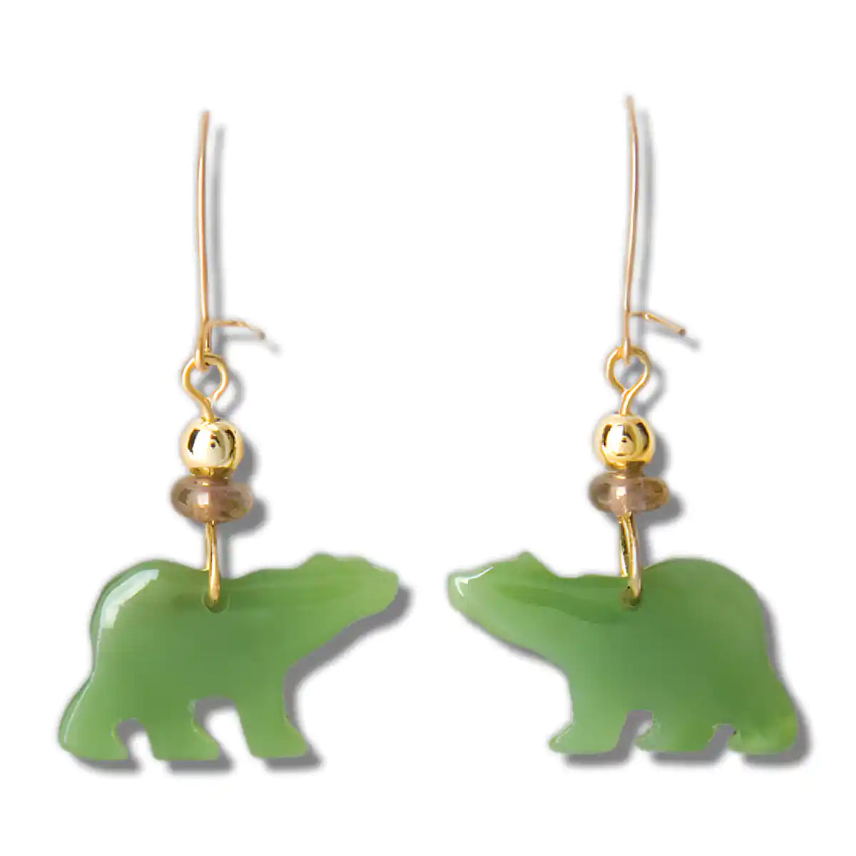 Jade tundra bears earrings