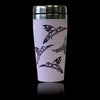 Native design hummingbirds 16oz stainless steel travel mug