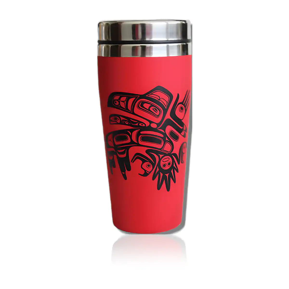 Native design 16oz stainless steel travel mug running raven